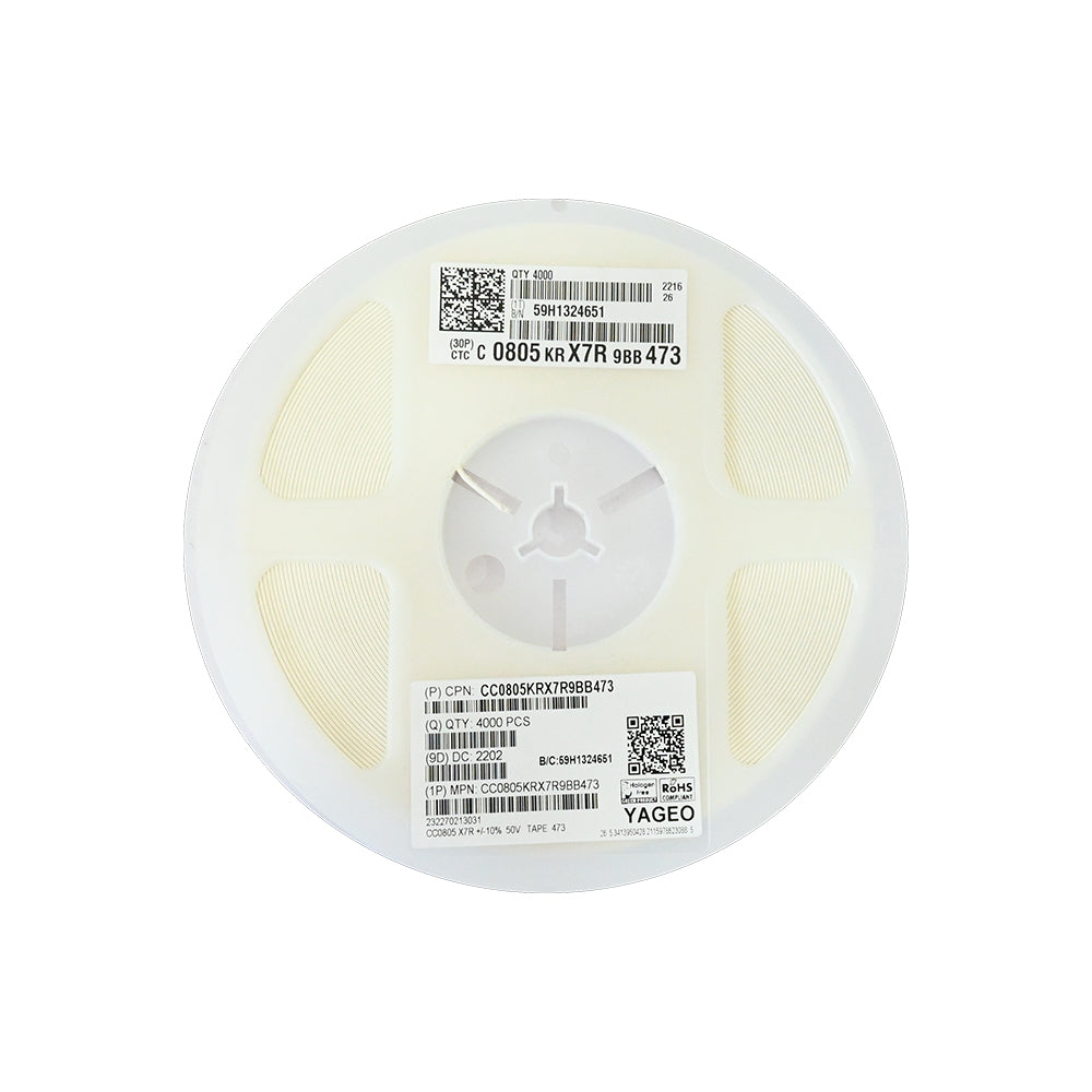 YAGEO 47nf 0.047uf 50V 0805 SMD Capacitor (Pack of 4000) - Electra Traders | Electronic Components & Gadgets India