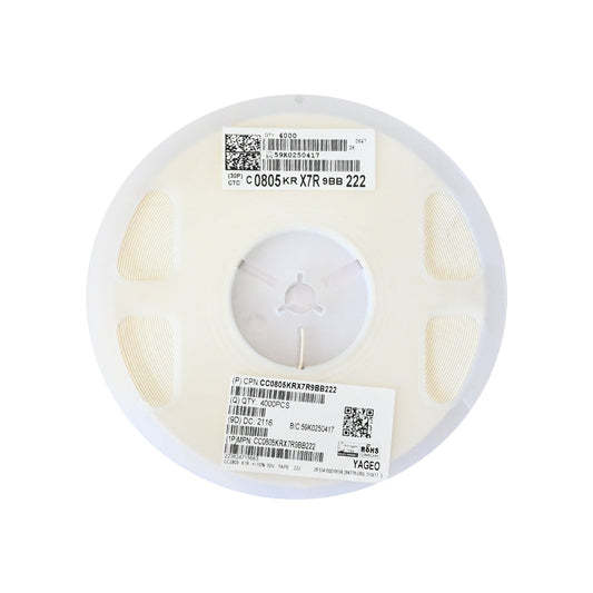 YAGEO 222 2.2nf 50V 0805 SMD Capacitor (Pack of 4000) - Electra Traders | Electronic Components & Gadgets India