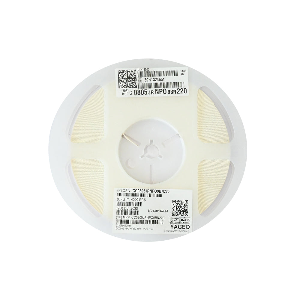YAGEO 22pf 50V 0805 SMD Capacitor (Pack of 4000) - Electra Traders | Electronic Components & Gadgets India