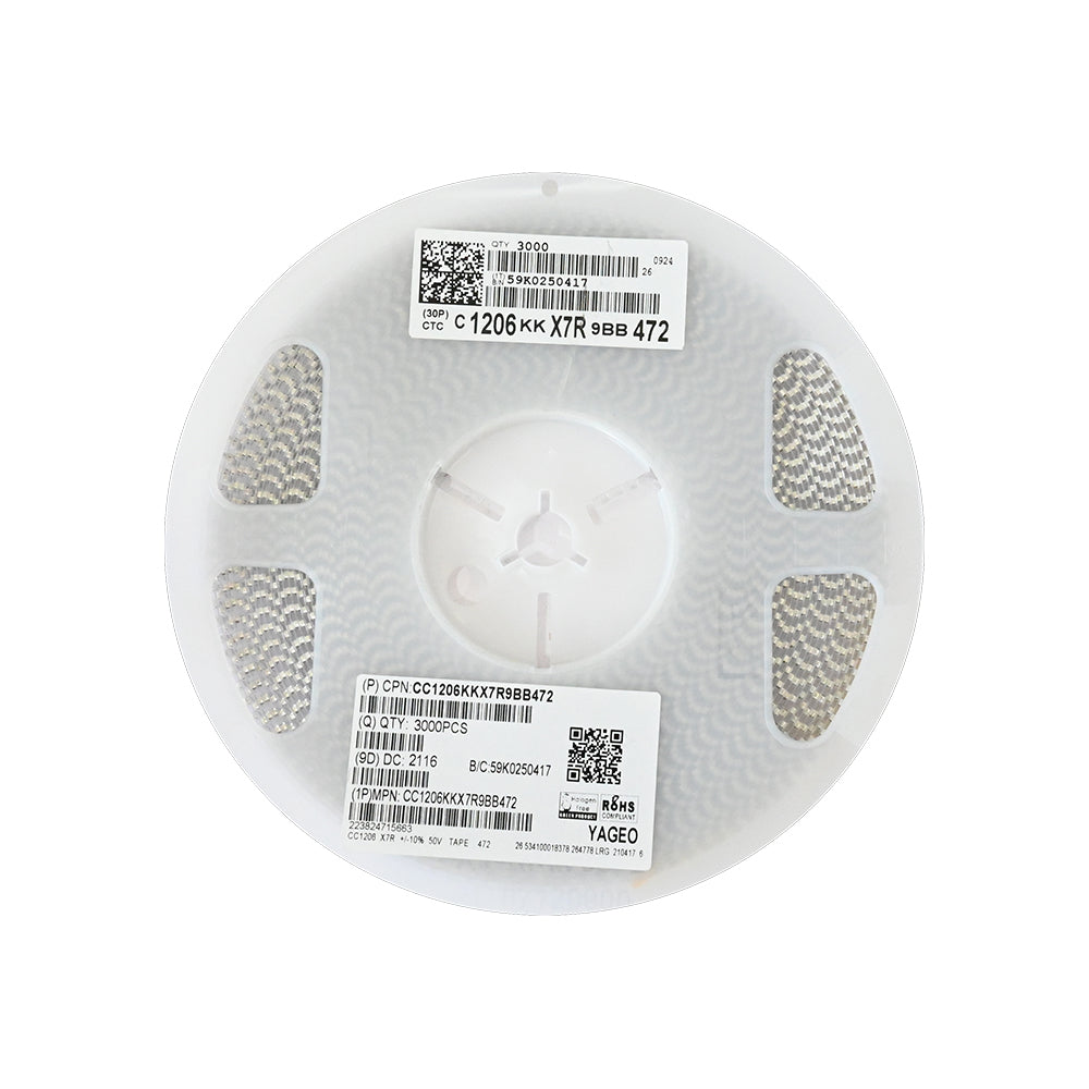 YAGEO 4700pf 4.7nf 50V 1206 SMD Capacitor (Pack of 3000) - Electra Traders | Electronic Components & Gadgets India