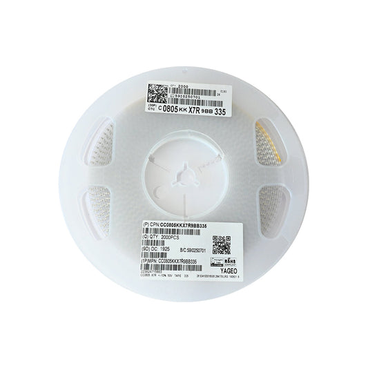 YAGEO 3.3uf 50V 0805 SMD Capacitor (Pack of 2000) - Electra Traders | Electronic Components & Gadgets India