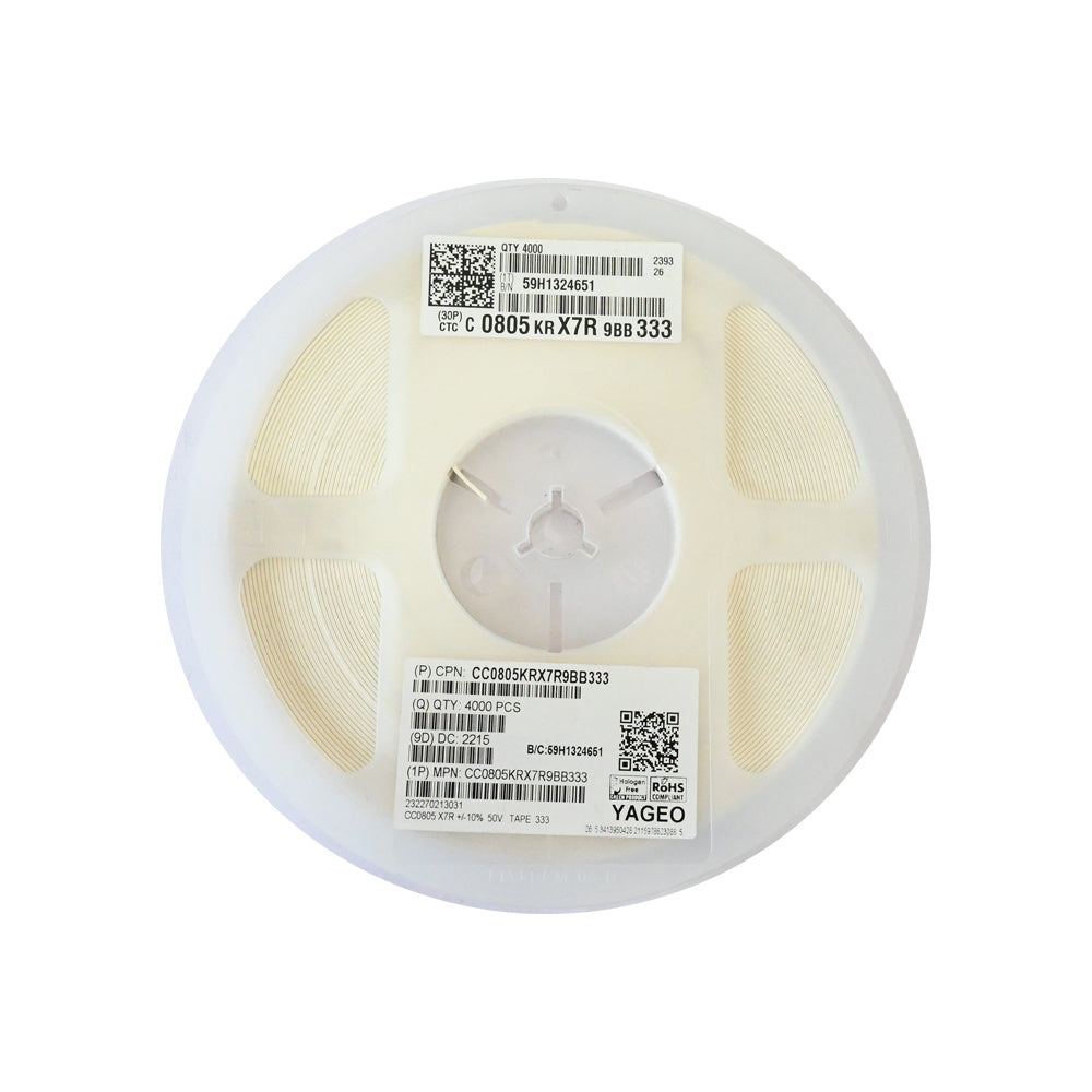 YAGEO 33nf 0.33uf 50V 0805 SMD Capacitor (Pack of 4000) - Electra Traders | Electronic Components & Gadgets India