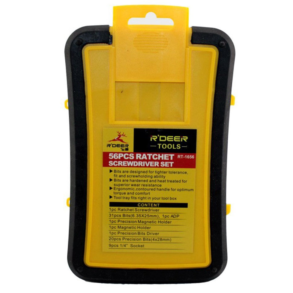R'DEER (Flying Deer) 56 in 1 Multifunction Ratchet Screwdriver Set (RT-1656 ) - Good Quality - Electra Traders | Electronic Components & Gadgets India