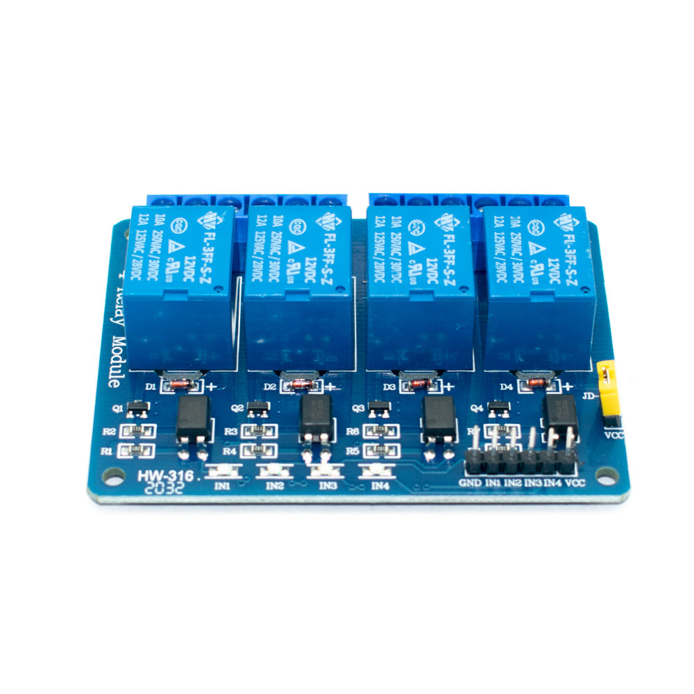12V 4 Channel Relay Module with Optocoupler - Electra Traders | Electronic Components & Gadgets India
