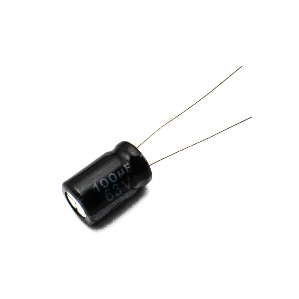 100uF 63V Electrolytic Capacitor - Electra Traders | Electronic Components & Gadgets India