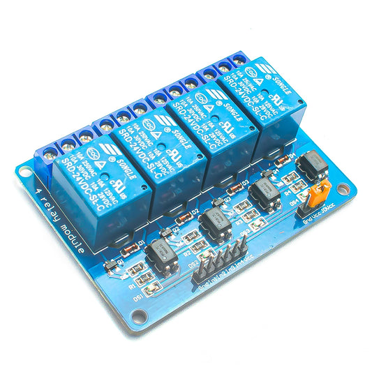 4 Channel 24V Relay Module with Optocoupler - Electra Traders | Electronic Components & Gadgets India