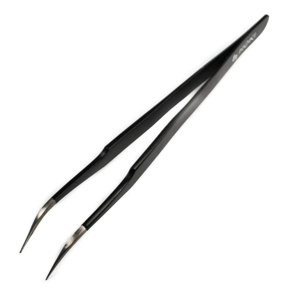 Curved Stainless Steel Tweezer (Black) - Electra Traders | Electronic Components & Gadgets India
