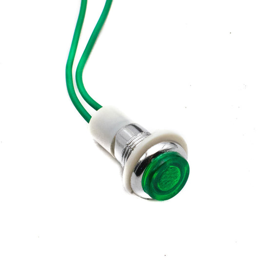 12mm AC Green Indicator Light with Wire - Electra Traders | Electronic Components & Gadgets India