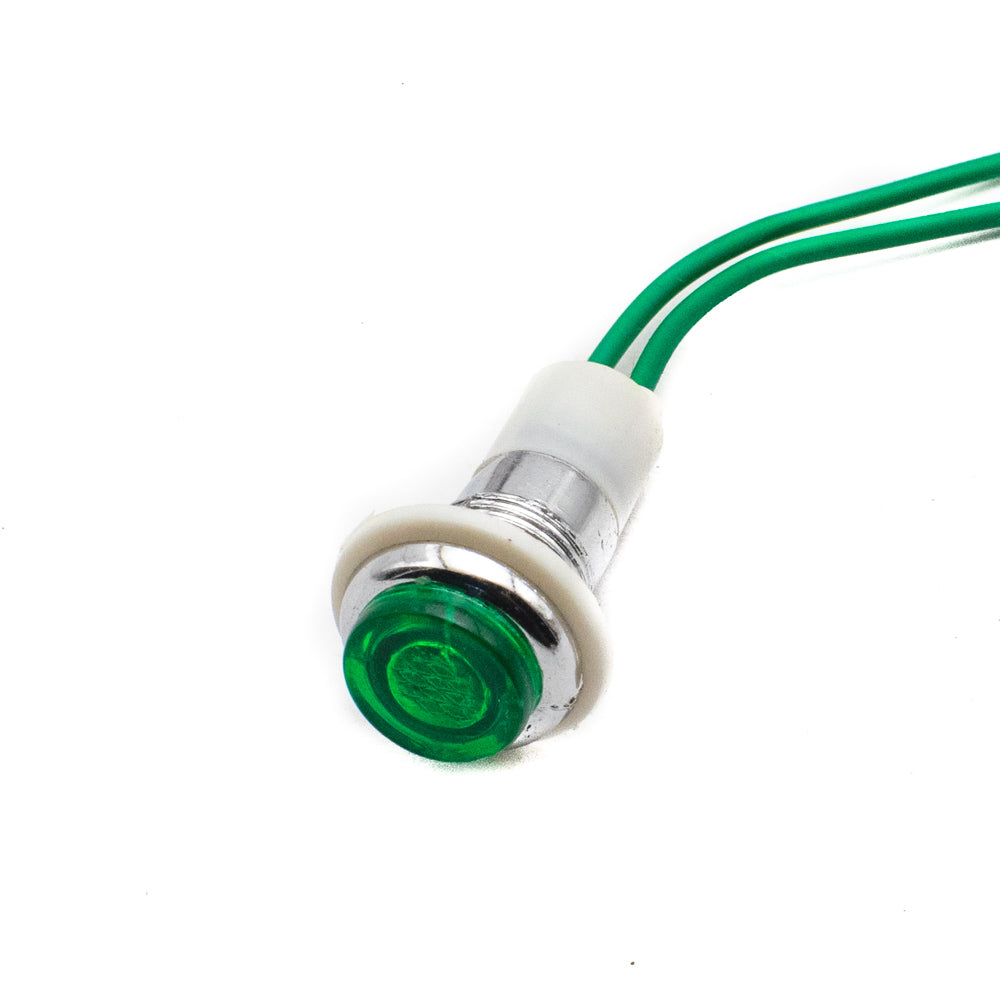 12mm AC Green Indicator Light with Wire - Electra Traders | Electronic Components & Gadgets India