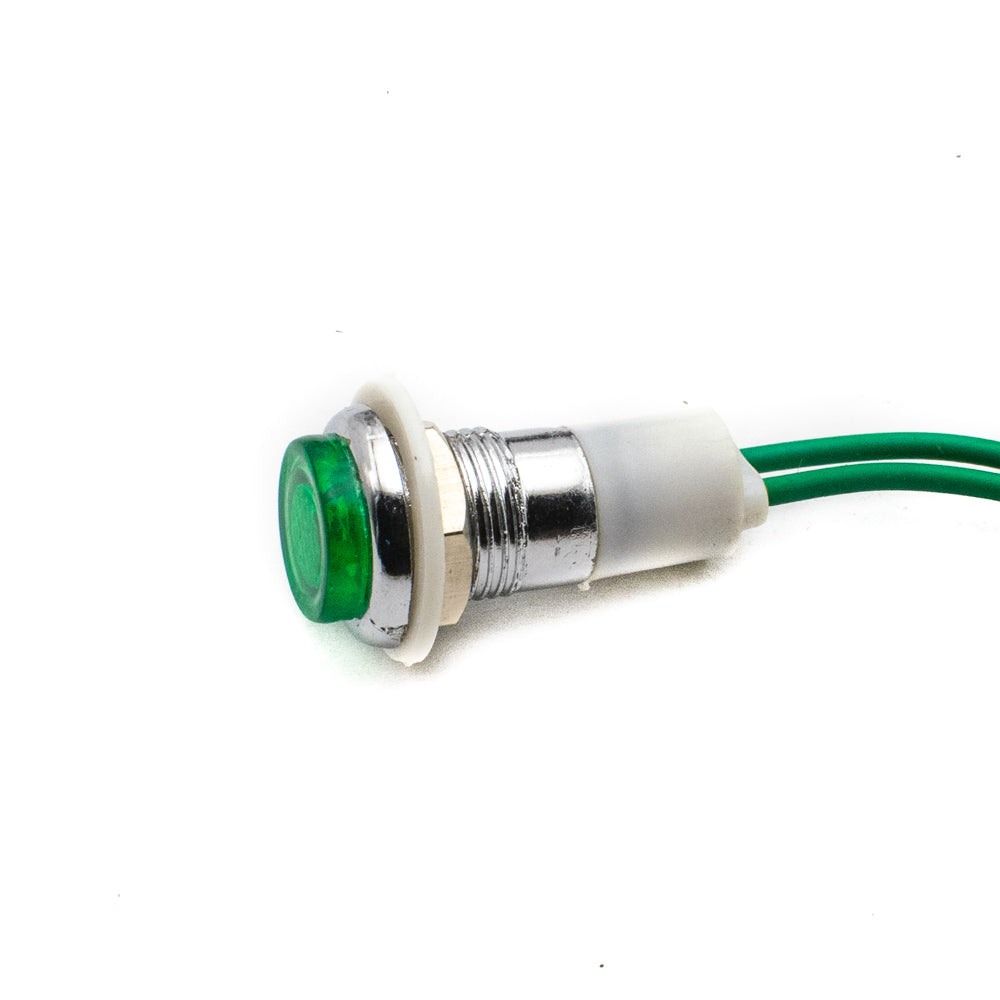 12mm AC Green Indicator Light with Wire - Electra Traders | Electronic Components & Gadgets India