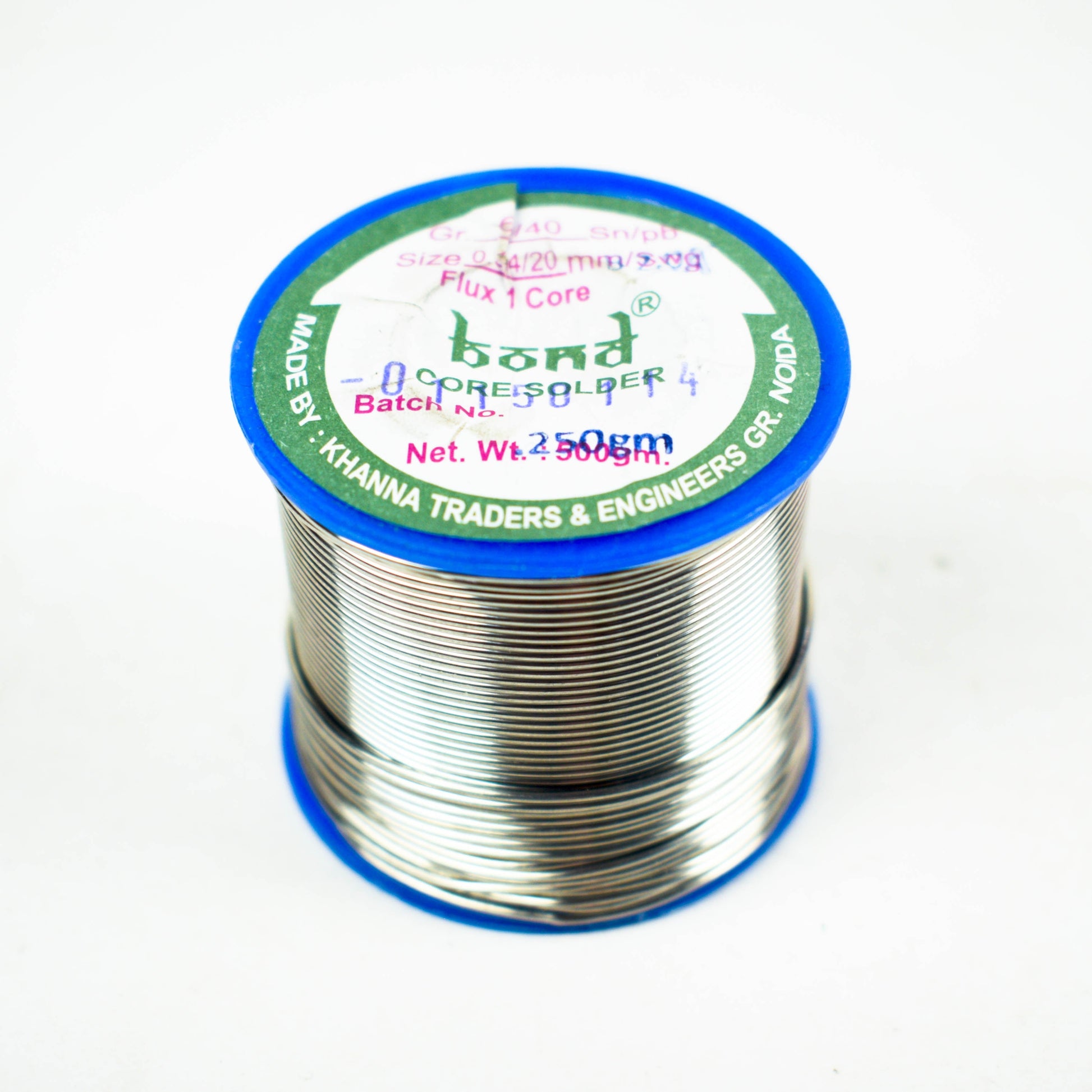 60/40 Sn/Pb (Tin/Lead) Bond Core Solder Wire 20 SWG (0.914mm) 250gm - Electra Traders | Electronic Components & Gadgets India