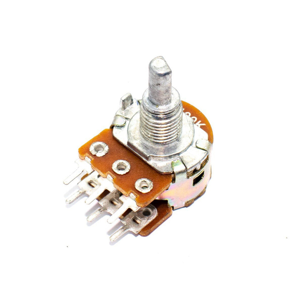 100k ohm Dual Gang Rotary Potentiometer - 6 Pin D Type Shaft - Electra Traders | Electronic Components & Gadgets India