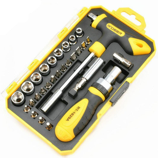 R'DEER (Flying Deer) 29 Pieces Ratchet Screwdriver Bit & T-Handle Tools Set (RT-1629A) - Good Quality - Electra Traders | Electronic Components & Gadgets India