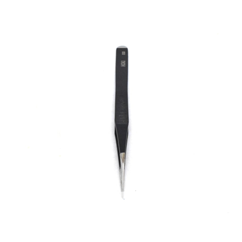 Straight Stainless Steel Tweezers (Black) - Electra Traders | Electronic Components & Gadgets India