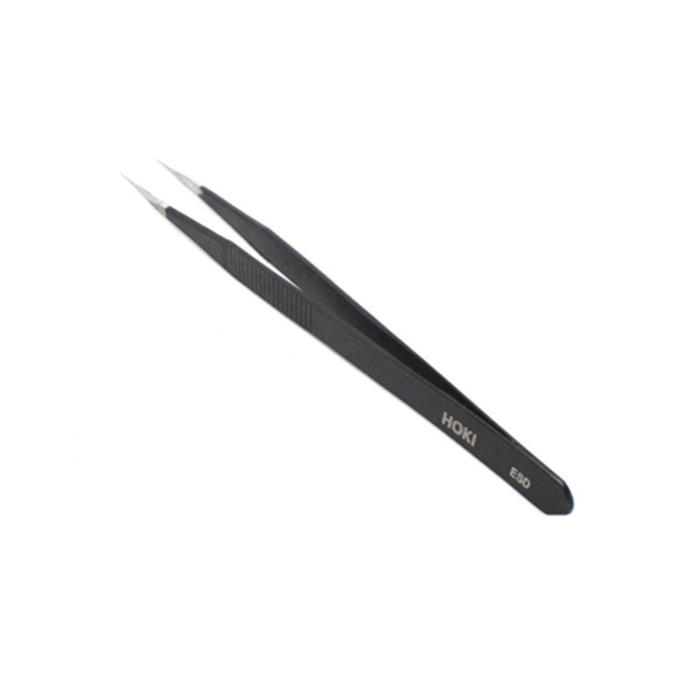 Straight Stainless Steel Tweezers (Black) - Electra Traders | Electronic Components & Gadgets India