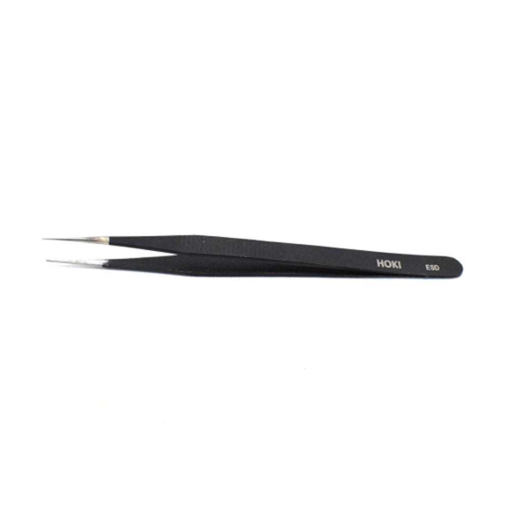 Straight Stainless Steel Tweezers (Black) - Electra Traders | Electronic Components & Gadgets India