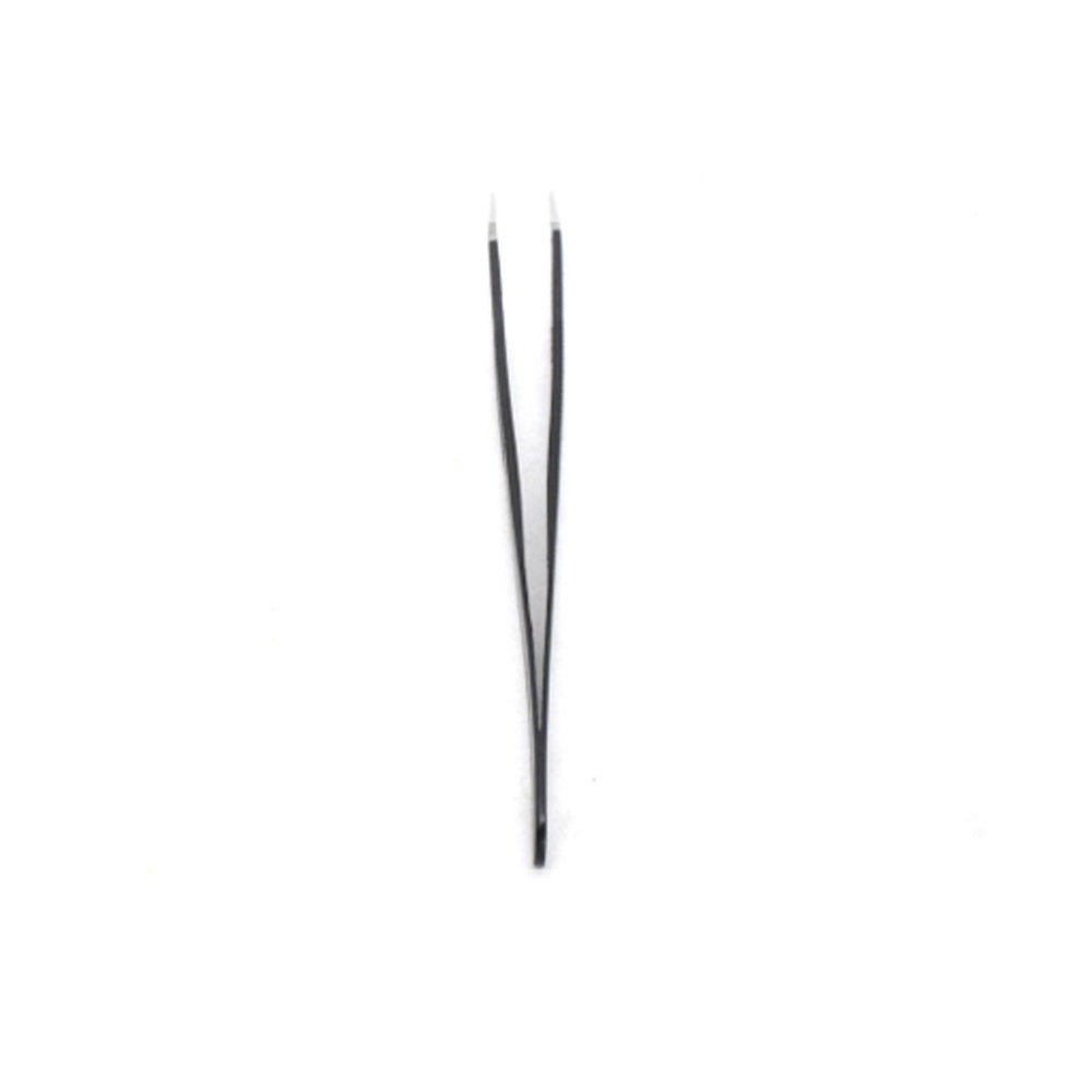 Straight Stainless Steel Tweezers (Black) - Electra Traders | Electronic Components & Gadgets India