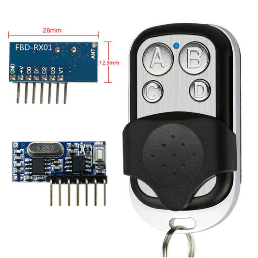 Qiachip 433 mhz metal 4 button wireless RF transceiver kit remote control with receiver - Electra Traders | Electronic Components & Gadgets India