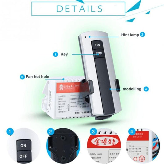 1 Way Wireless Digital Remote Control Light Switch 220V - Electra Traders | Electronic Components & Gadgets India