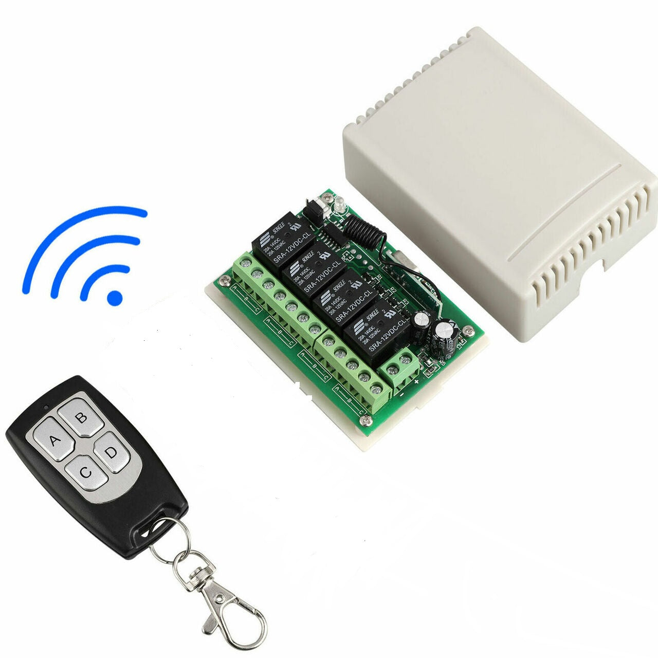 12V 4CH Channel 443MHz Wireless RF Remote Control Relay Switch With Remote - Electra Traders | Electronic Components & Gadgets India