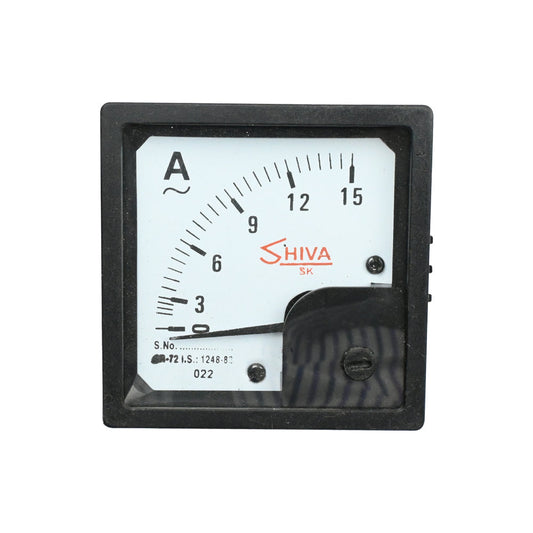 Shiva 0-15A 70x80x55mm Square Shape Analog Ammeter - Electra Traders | Electronic Components & Gadgets India