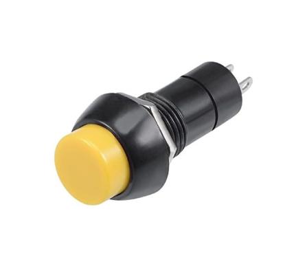 Yellow PBS-11A 12mm 2 Pin Self-Locking Round Plastic Push Button Switch - Electra Traders | Electronic Components & Gadgets India