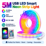5M USB LED Smart Neon Strip Light – RGB, 16M Colors, IP67, 5V