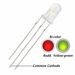 Bi-Colour LED 5mm ( Red & Yellow Green) Common Cathode White Diffused Lens (Pack of 100)